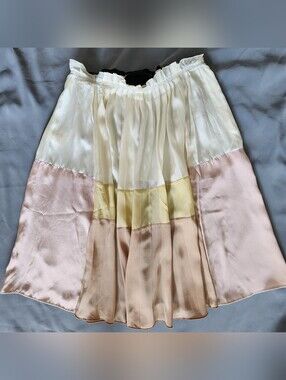 Aquilano.Rimondi Italian Luxury Pastel Satin Pleated Flare Skirt
